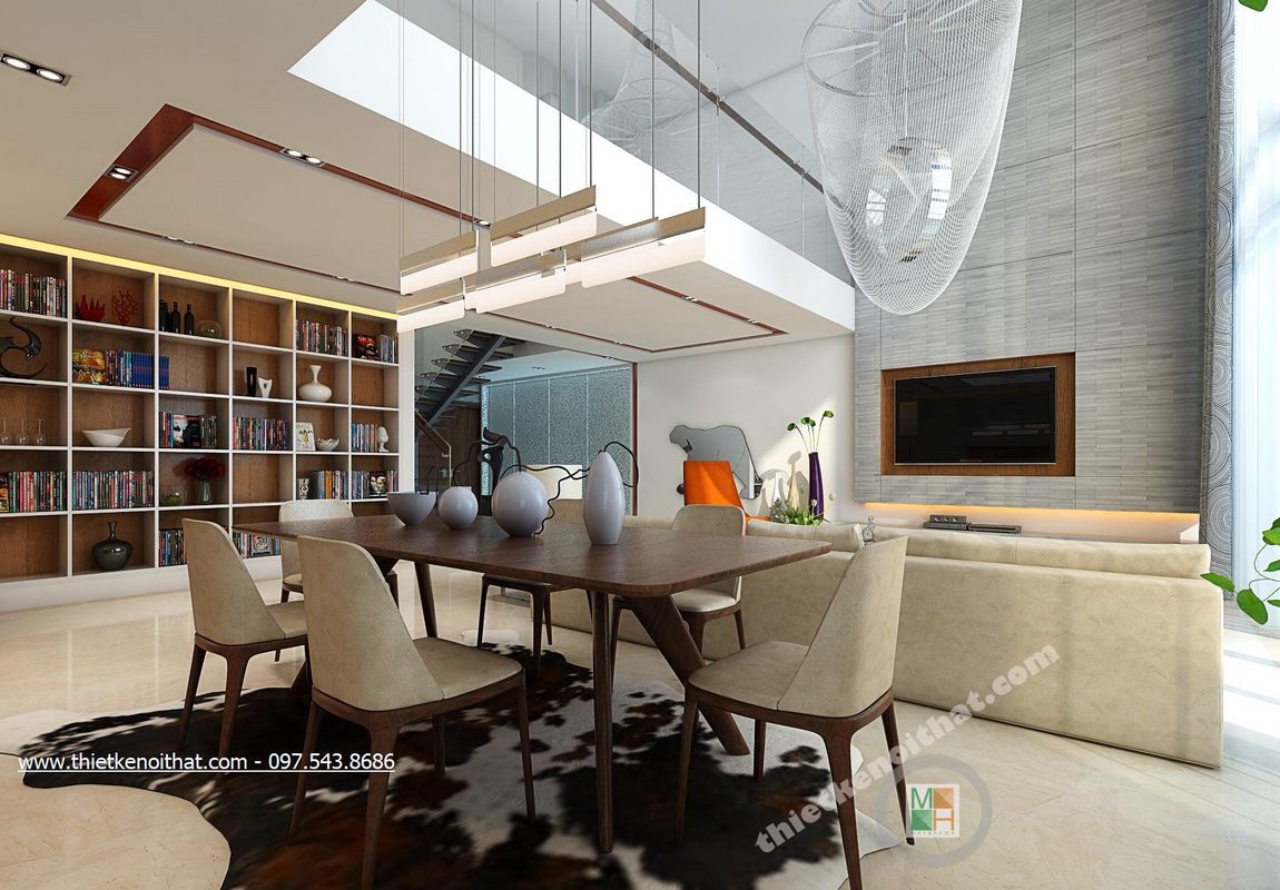 Thiết kế nội thất phòng bếp chung cư Duplex Mandarin Garden Cầu Giấy Hà Nội